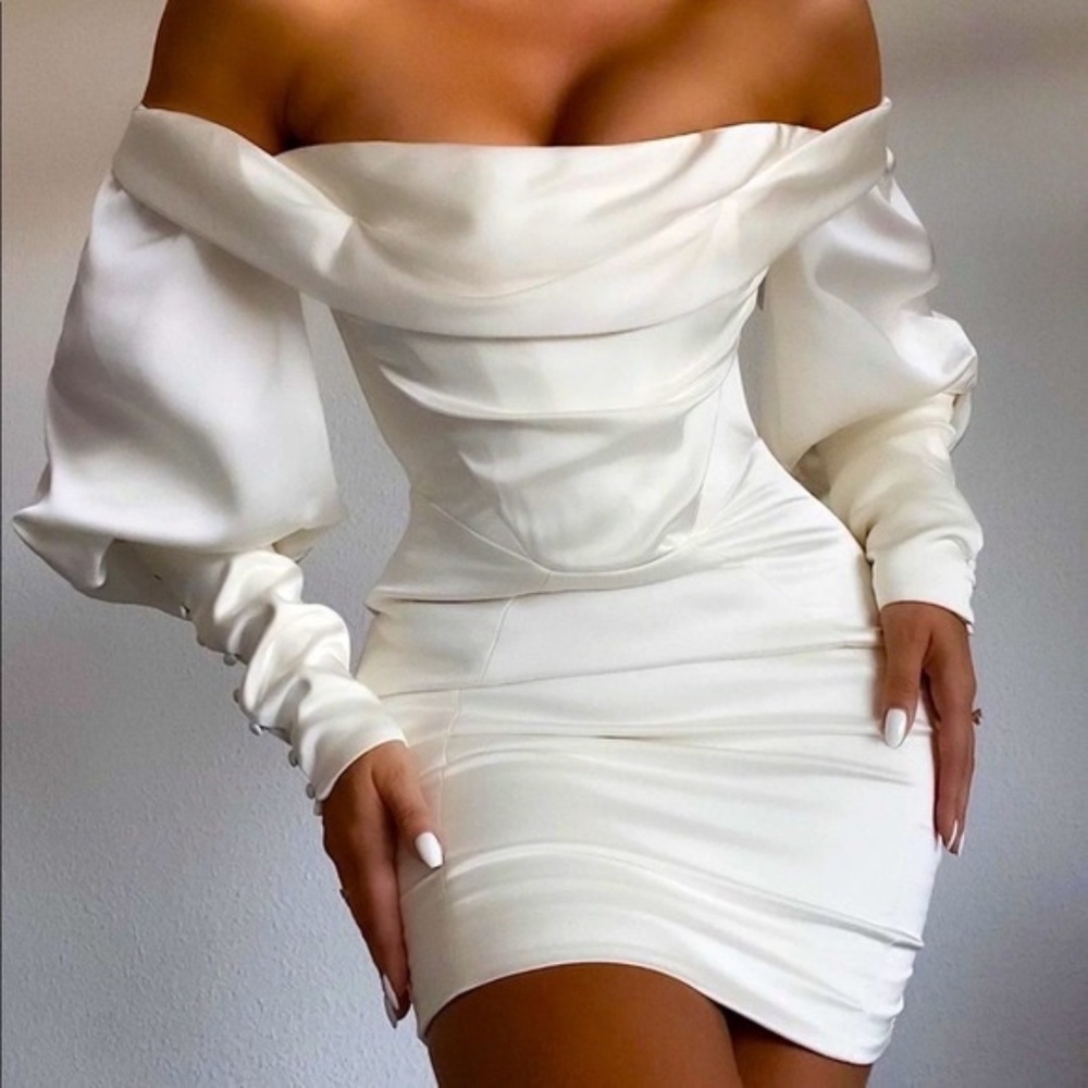 House of CB 'Santana' Ivory Draped Corset Dress